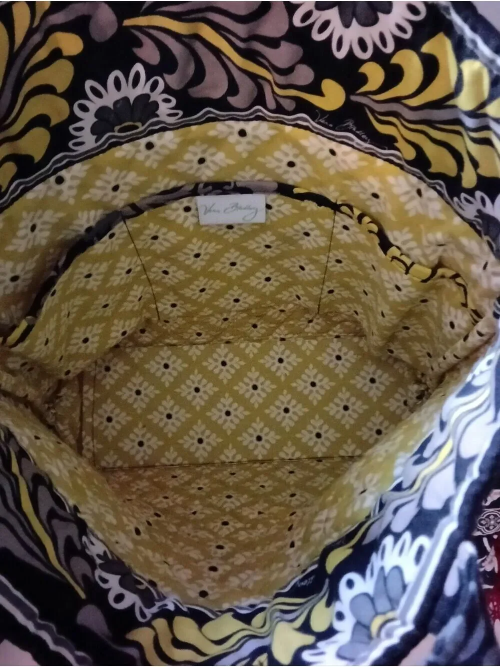 Vera Bradley Black, Yellow, White Floral Quilted Totes (Pair)